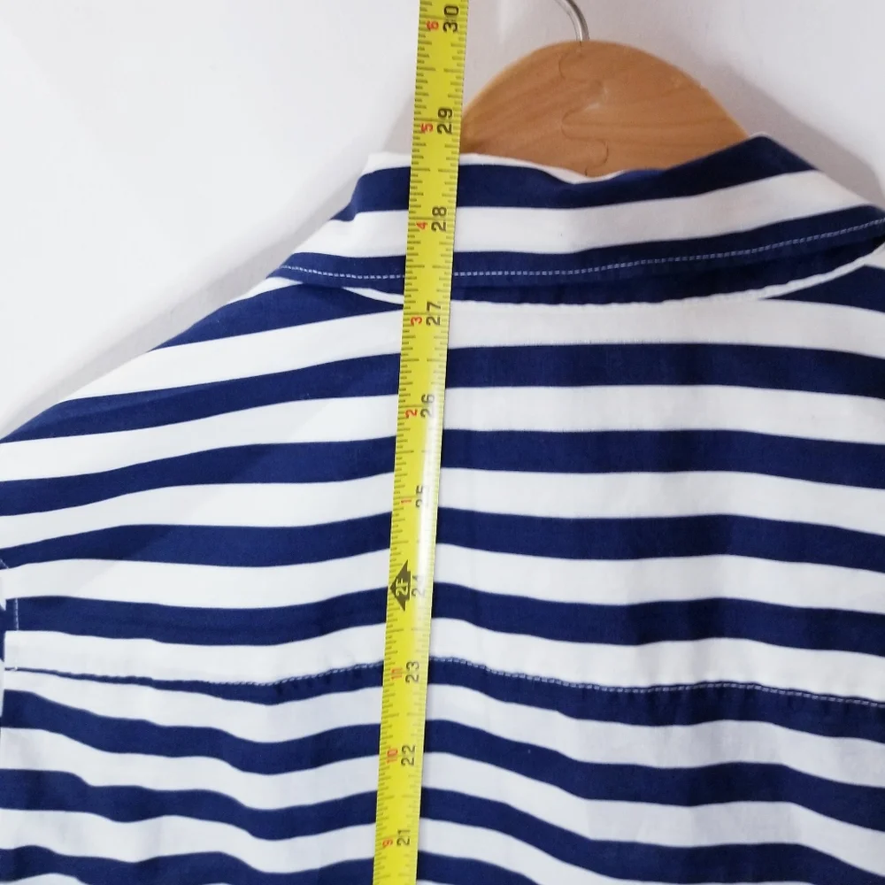 J.Crew Ivory and Navy Stripe Long Sleeve Buttondown Boy Shirt Sz 4